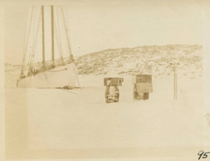 Image of Bowdoin bow in winter quarters